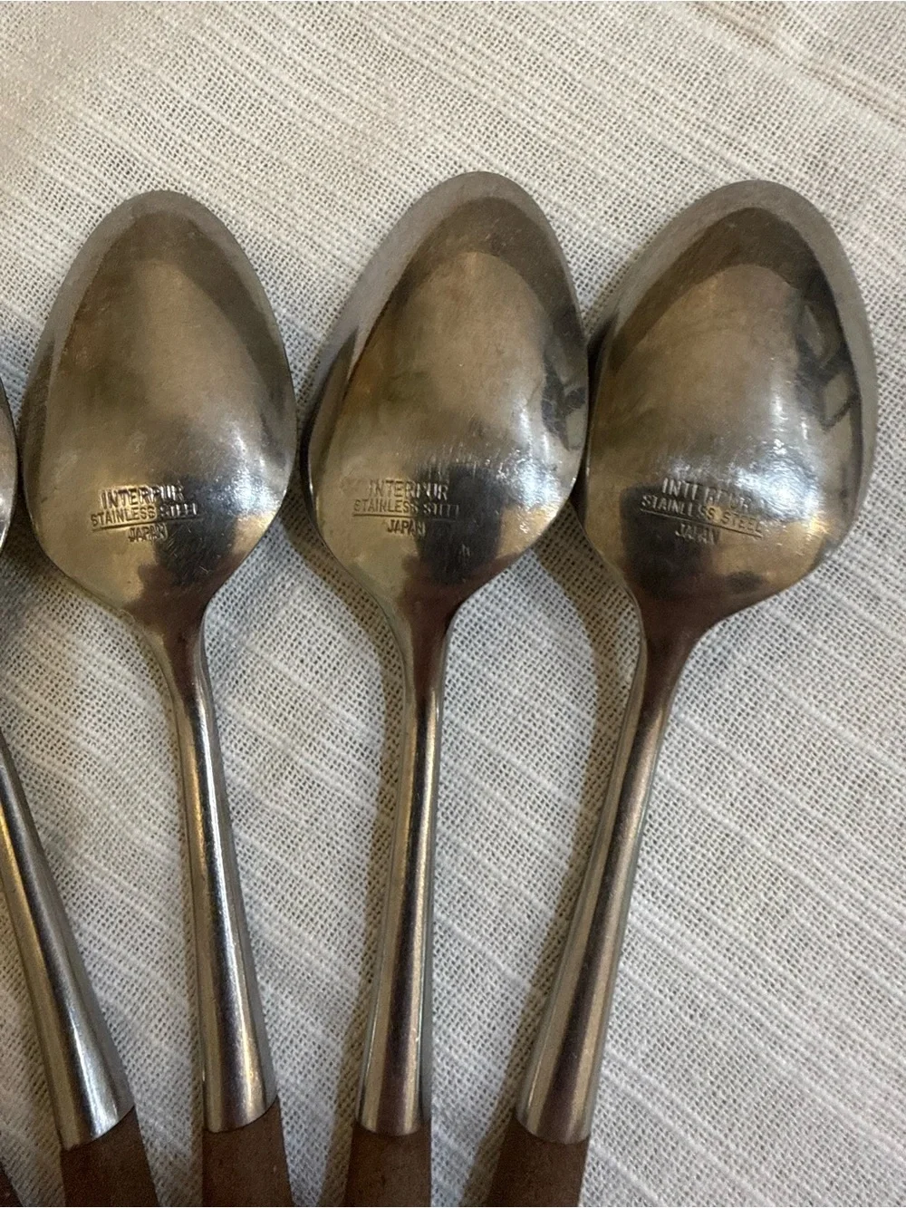 Interpur Japan MCM Stainless INR2 Dinner Spoons Hearts Wood Handles Set of 6